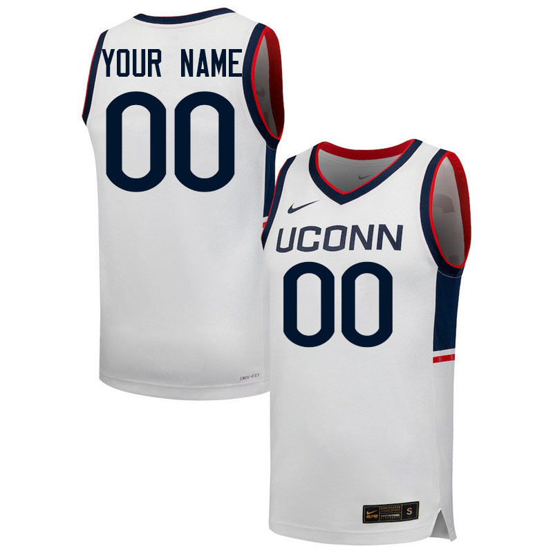 Custom Connectiuct Huskies Name And Number College Basketball Jerseys-Retro White